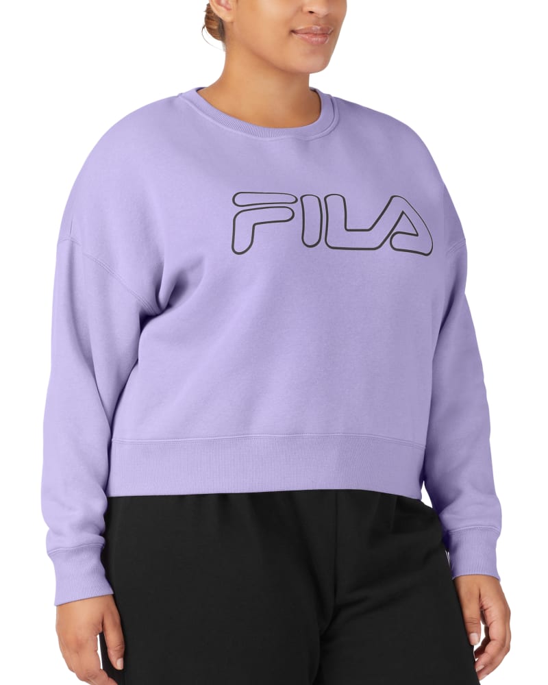 Front of a model wearing a size 1X Catch Me Crew in Lavender/Black by FILA. | dia_product_style_image_id:252685
